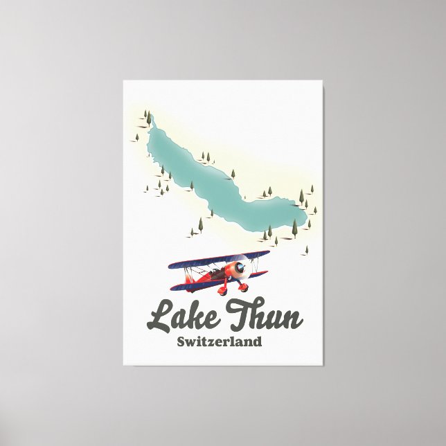 Impressão Em Tela Mapa de Suiças do Lago Thun (Frente)