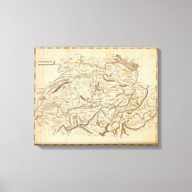 Impressão Em Tela Mapa de suiças por Arrowsmith (Frente)