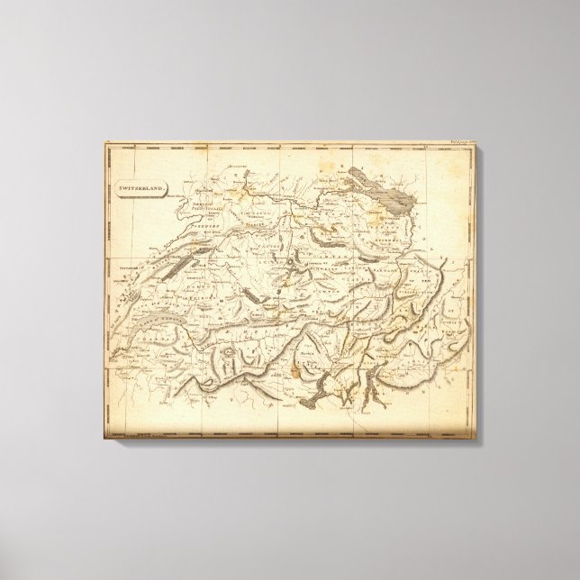 Impressão Em Tela Mapa de suiças por Arrowsmith (Frente)