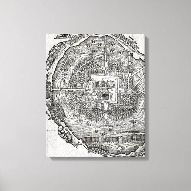Impressão Em Tela Mapa de Tenochtitlan (Frente)