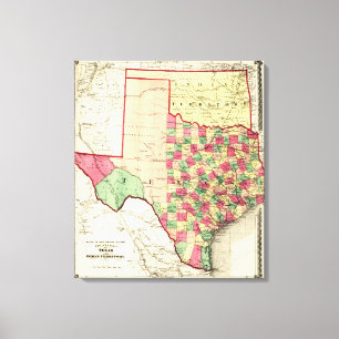 Impressão Em Tela Mapa de TerritoryPanoramic de Texas e de indiano