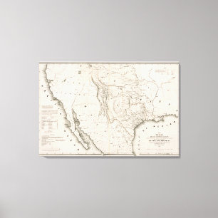 Impressão Em Tela Mapa de Texas e os países adjacentes
