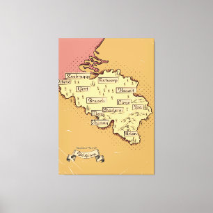 Impressão Em Tela Mapa de viagem antigo da Bélgica