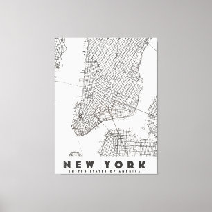 Impressão Em Tela Mapa de Viagem Antigo da Cidade de Nova York
