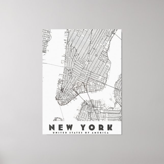 Impressão Em Tela Mapa de Viagem Antigo da Cidade de Nova York (Frente)