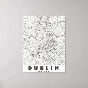 Impressão Em Tela Mapa de Viagem Antigo de Dublin Irlanda