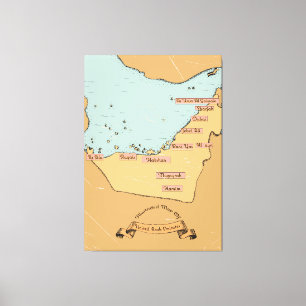 Impressão Em Tela Mapa de viagem antigo do Bahrein
