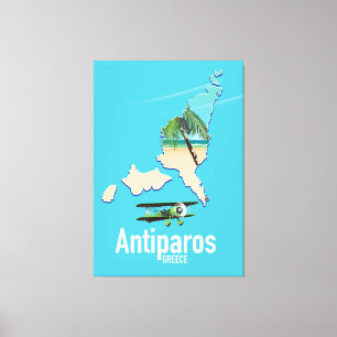Impressão Em Tela Mapa de viagem Antiparos Grécia