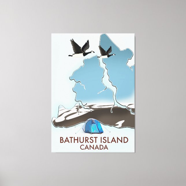 Impressão Em Tela Mapa de Viagem da Ilha Bathurst Canada (Frente)