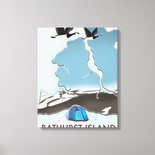 Impressão Em Tela Mapa de viagem da Ilha Bathurst Canadá (Frente)