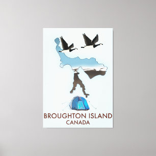 Impressão Em Tela mapa de viagem da ilha Broughton Canadá