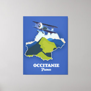 Impressão Em Tela Mapa de viagem da Occitanie France