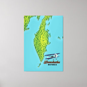 Impressão Em Tela Mapa de viagem da Rússia da Península de Kamchat