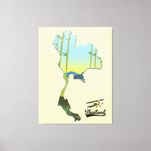 Impressão Em Tela Mapa de Viagem da Tailândia