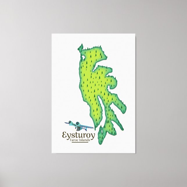 Impressão Em Tela Mapa de Viagem das Ilhas Faroé do Eysturoy (Frente)