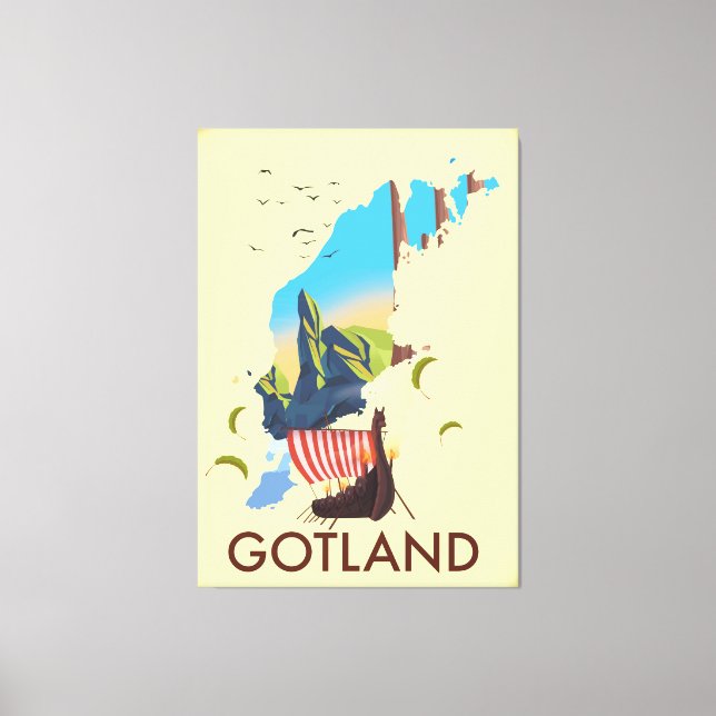 Impressão Em Tela Mapa de Viagem do Mar Báltico de Gotland (Frente)