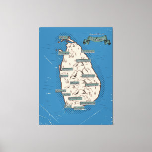 Impressão Em Tela Mapa de viagem ilustrado do Sri Lanka