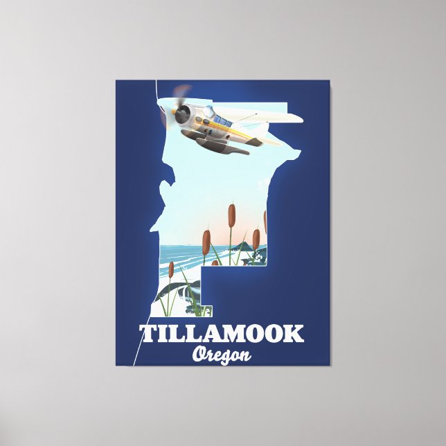 Impressão Em Tela Mapa de viagem Tillamook Oregon (Frente)