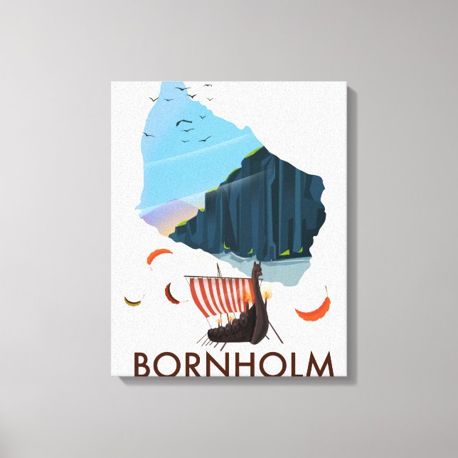 Impressão Em Tela Mapa de Viking da Ilha de Bornholm (Frente)