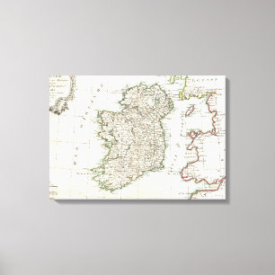 Impressão Em Tela Mapa de Vintage da Irlanda (1771)