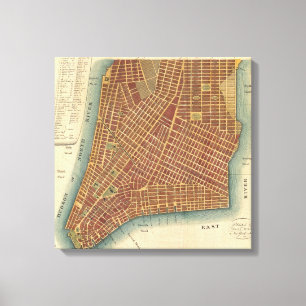 Impressão Em Tela Mapa de Vintage do Nova Iorque inferior (1807)