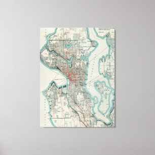 Impressão Em Tela Mapa de Vintage em Seattle Washington (1911)
