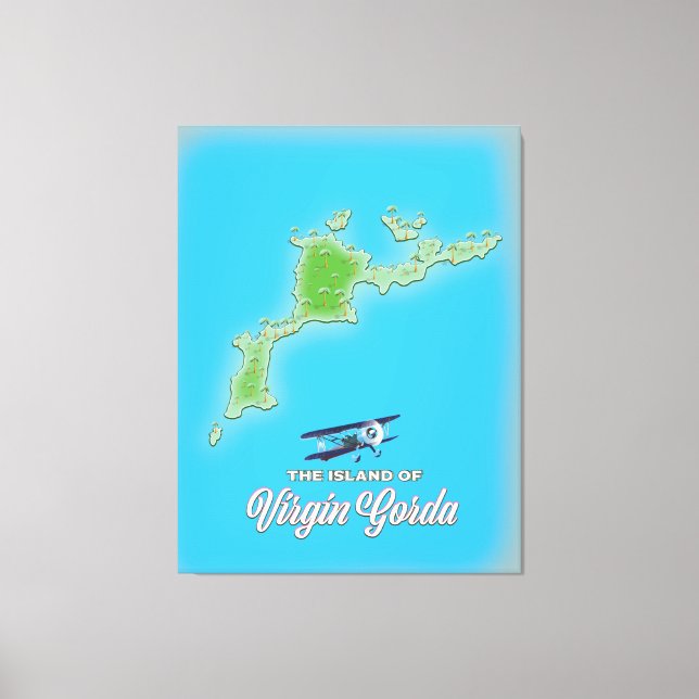 Impressão Em Tela Mapa de Virgin Gorda (Frente)