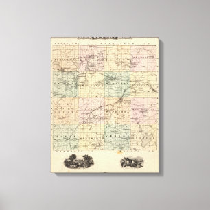 Impressão Em Tela Mapa de Waukesha County, estado de Wisconsin