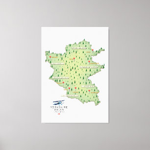 Impressão Em Tela Mapa de Yorkshire Dales Inglaterra