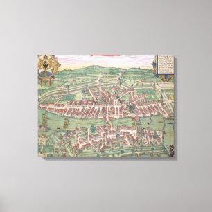 Impressão Em Tela Mapa de Zurique, de "Civitates Orbis Terrarum"