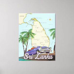 Impressão Em Tela Mapa detalhado ilustrado do Sri Lanka