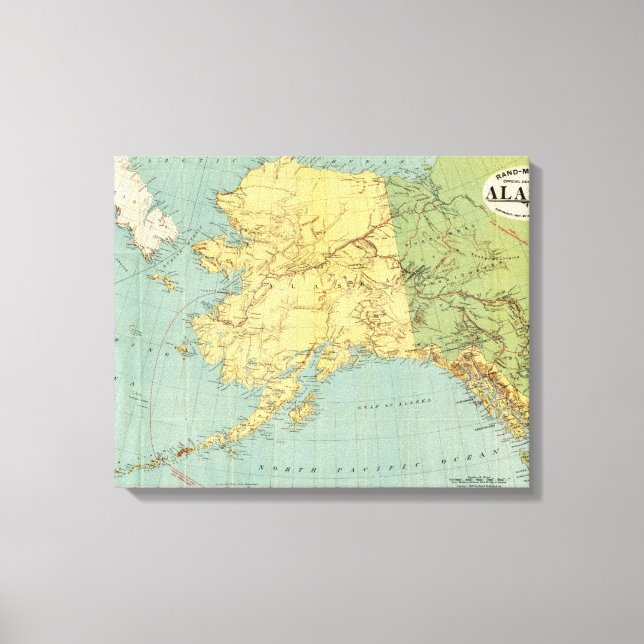 Impressão Em Tela Mapa do Alasca de Rand McNally (Frente)