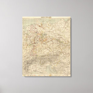 Impressão Em Tela Mapa do atlas de Alemanha