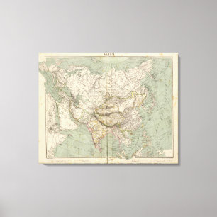 Impressão Em Tela Mapa do atlas de Ásia que mostra divisões