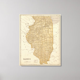 Impressão Em Tela Mapa do atlas de Illinois