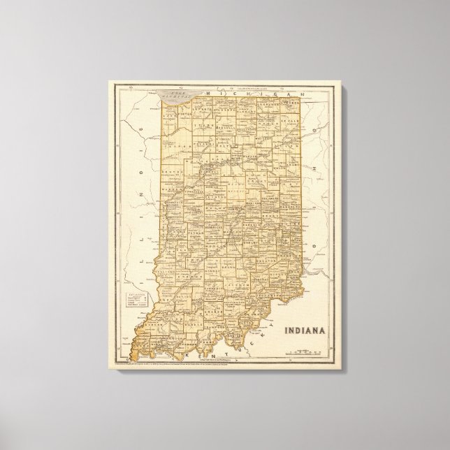 Impressão Em Tela Mapa do Atlas de Indiana (Frente)