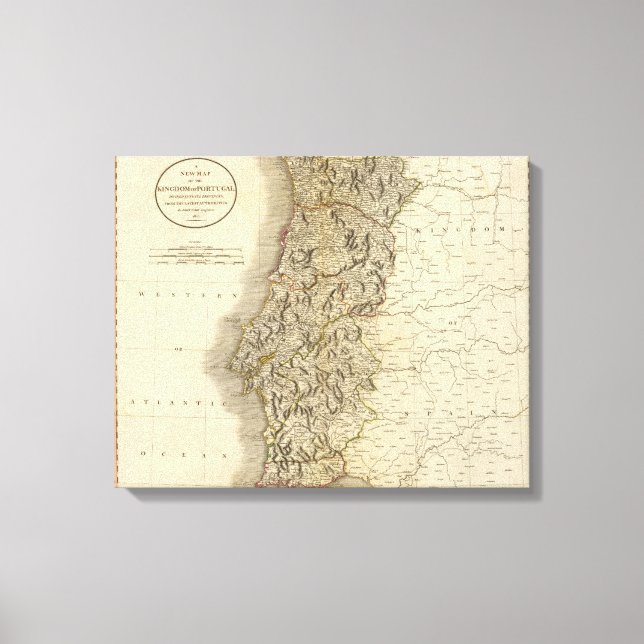 Impressão Em Tela Mapa do Atlas de Portugal (Frente)