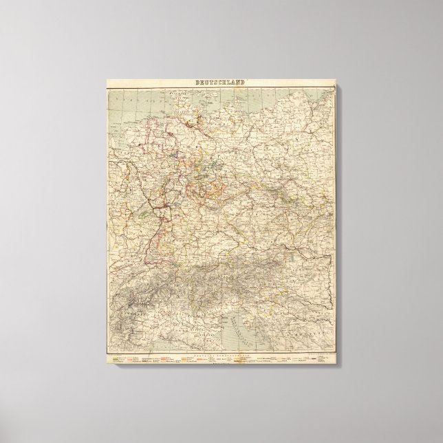 Impressão Em Tela Mapa do Atlas na Alemanha (Frente)