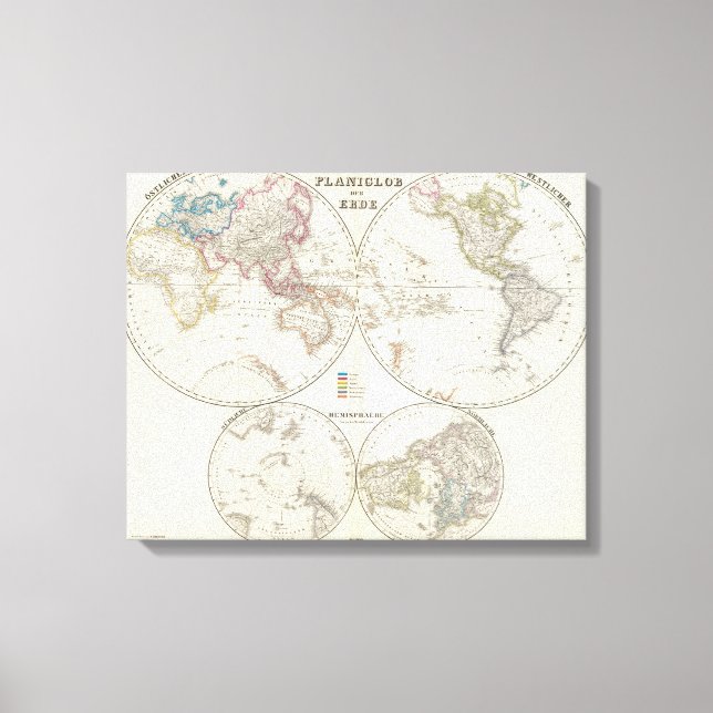 Impressão Em Tela Mapa do Atlas Planiglob der Erde (Frente)