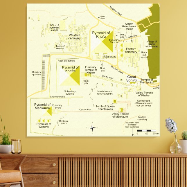 Impressão Em Tela Mapa do complexo da pirâmide de Gizé Diagrama  (Insitu(Sala de estar))