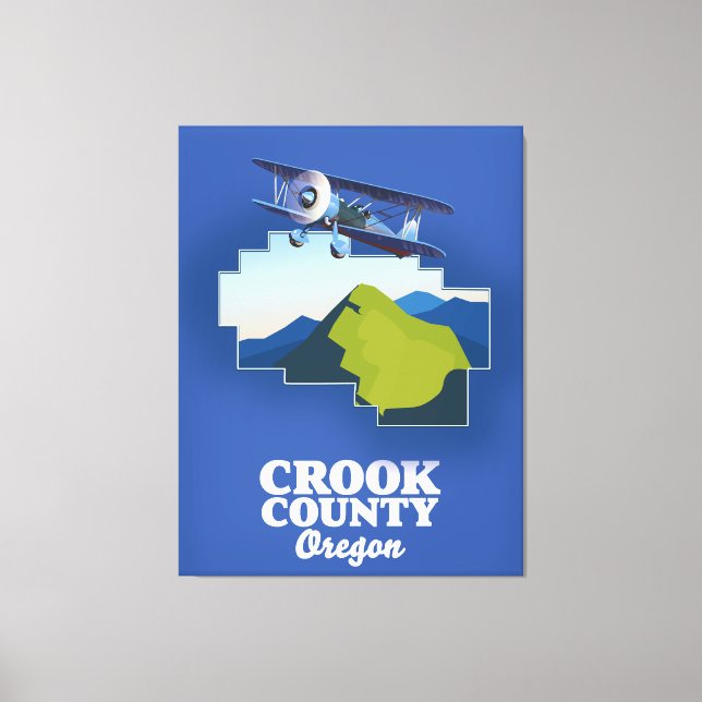 Impressão Em Tela Mapa do Condado de Crook Oregon (Frente)