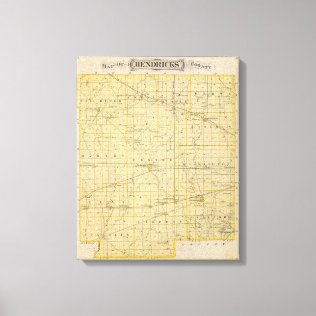 Impressão Em Tela Mapa do condado de Hendricks (Frente)
