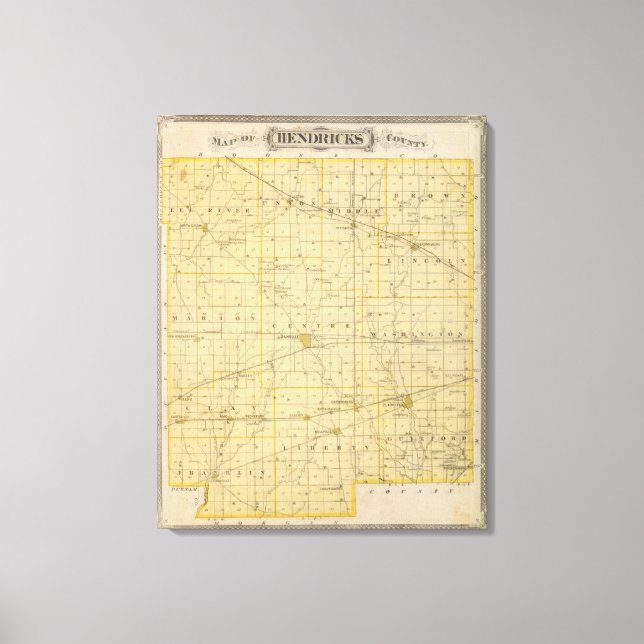 Impressão Em Tela Mapa do condado de Hendricks (Frente)