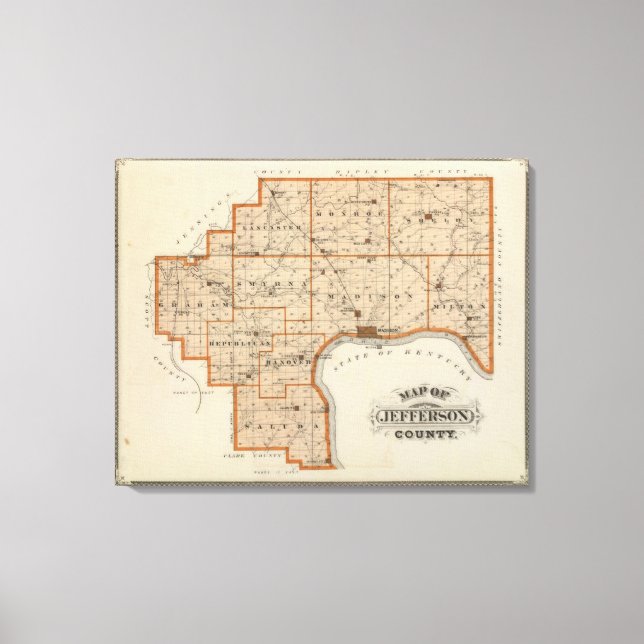 Impressão Em Tela Mapa do Condado de Jefferson (Frente)