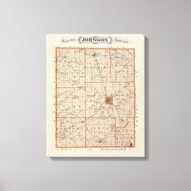 Impressão Em Tela Mapa do Condado de Johnson (Frente)