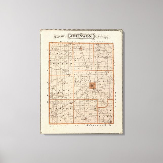 Impressão Em Tela Mapa do Condado de Johnson (Frente)