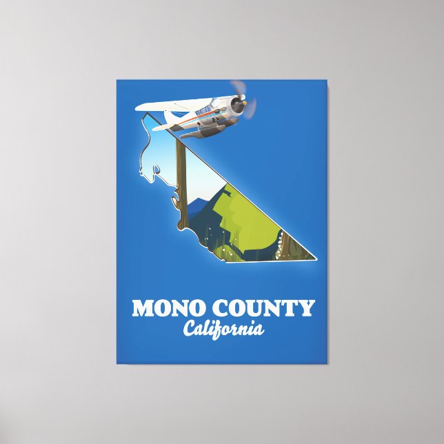 Impressão Em Tela Mapa do Condado de Mono Califórnia (Frente)
