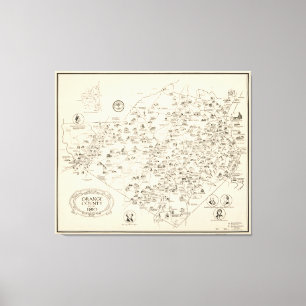 Impressão Em Tela Mapa do Condado de Orange, New York antes de 1810