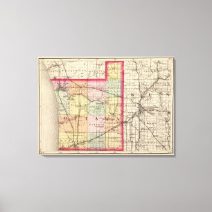 Impressão Em Tela Mapa do Condado de Ottawa, Michigan