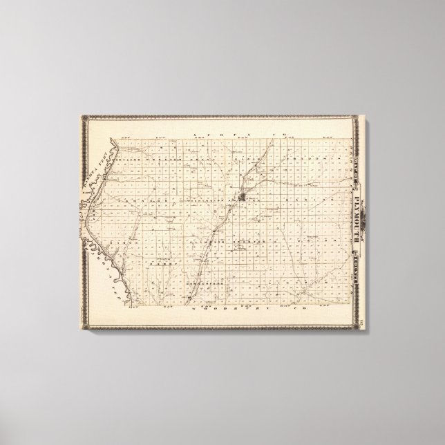 Impressão Em Tela Mapa do Condado de Plymouth (Frente)